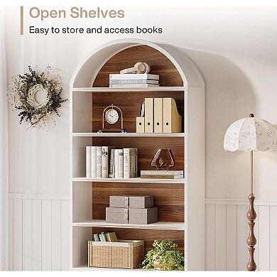 5 Tier Open Shelf Bookcase with Drawer Storage and File Organizer for Office and Living Room