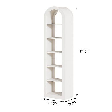 6 Tier Tall Bookcase with Open Storage Shelves for Displaying Books, Plants, and Decorative Items