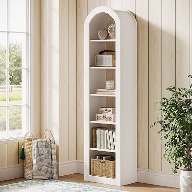 6 Tier Tall Bookcase with Open Storage Shelves for Displaying Books, Plants, and Decorative Items