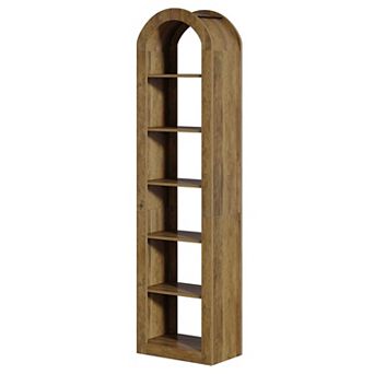 6 tier Tall Bookcase with Open Storage Shelves for Displaying Books, Plants, and Decorative Items