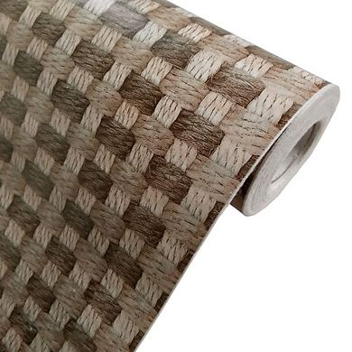 Coffee Grid Peel and Stick Wallpaper Roll Self Adhesive Geometric Wall Covering