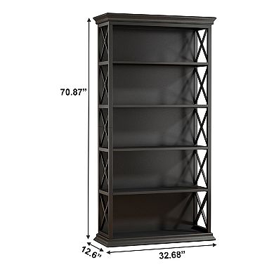 6 Tier Vertical Storage Shelf With Metal Frame And Open Shelves For Living Room And Study