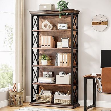 6 Tier Vertical Storage Shelf With Metal Frame And Open Shelves For Living Room And Study
