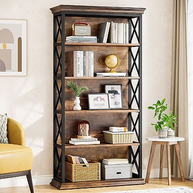 6 Tier Vertical Storage Shelf With Metal Frame And Open Shelves For Living Room And Study