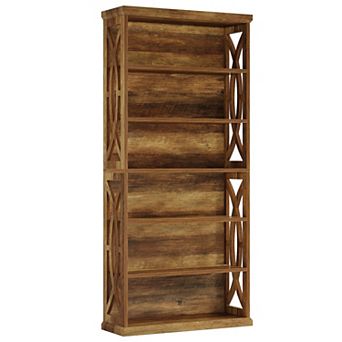 Tall 6 Shelf Bookcase Wood Look Bookshelf for Living Room Office