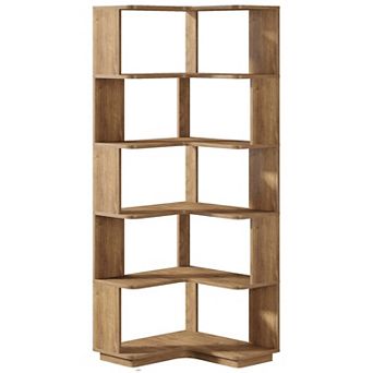 L Shaped Corner Bookshelf Tier Storage Shelf for Home Office
