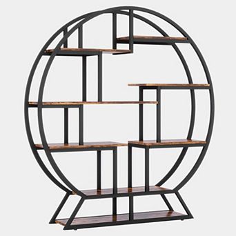 Freestanding Round Etagere Bookcase With 14 Shelves For Storage And Display In Multiple Rooms