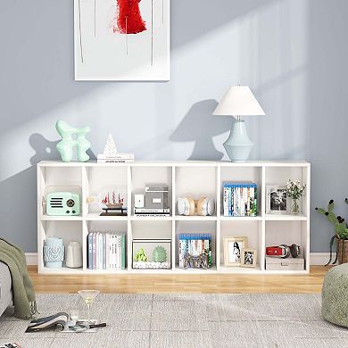 12 Cube Bookcase Storage Organizer With Open Shelves Designed For Home And Office Organization