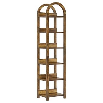 6 tier Arched Freestanding Bookshelf Open Shelf Storage Organizer for Home Spaces
