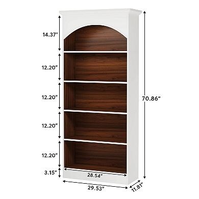 5 Tier Vertical Bookcase Storage Unit With Open Shelves For Living Room And Office
