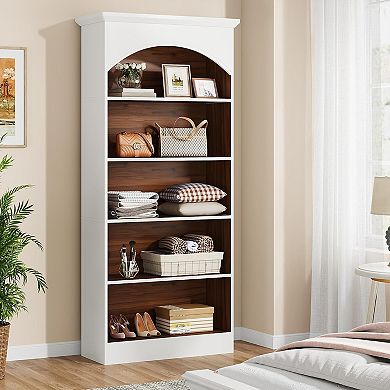 5 Tier Vertical Bookcase Storage Unit With Open Shelves For Living Room And Office