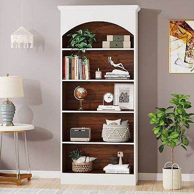5 Tier Vertical Bookcase Storage Unit With Open Shelves For Living Room And Office