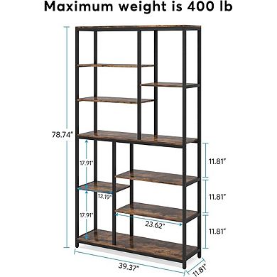 8 tier tall storage bookcase with open shelf design for reading corners and workspace organization