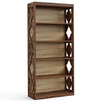 6 tier Rhombus Pattern Bookcase With Open Shelves For Living Room And Office Storage