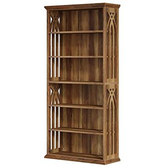 6 Shelf Industrial Style Bookcase With Closed Back For Home Organization And Display