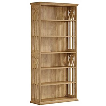 6 Shelf Industrial Style Bookcase With Closed Back For Home Organization And Display