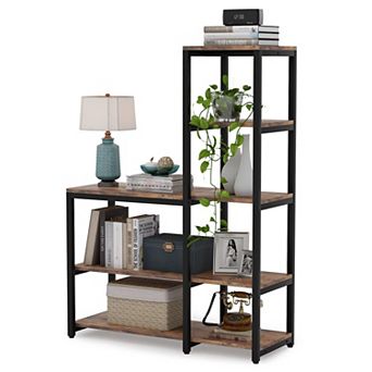 5 tier Stepped Freestanding Bookshelf With Open Shelves For Living Room And Office Storage