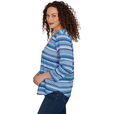 Women's Alfred Dunner Classic Textured Stripe Knit Top with Necklace
