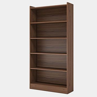 Tall Bookcase with Closed Back Panel, Deep Shelf Storage for Living Room