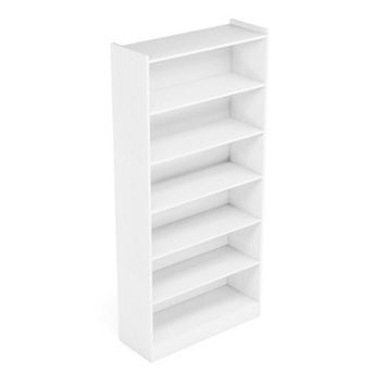 Tall Bookcase with Closed Back Panel, Deep Shelf Storage for Living Room