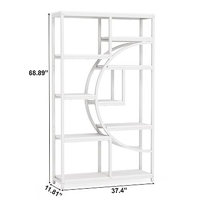 Industrial 9-Shelf Bookcase, Tall Open Display Shelving Unit for Living Room or Office