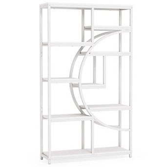 Industrial 9-Shelf Bookcase, Tall Open Display Shelving Unit for Living Room or Office