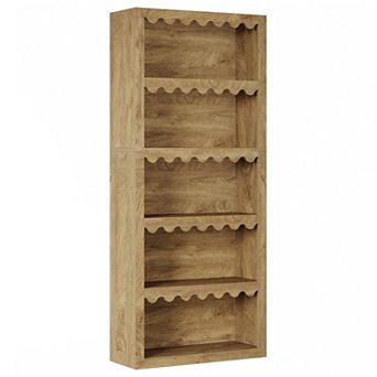 Open Bookcase 5 Shelf Tall Storage Unit with Scalloped Sides