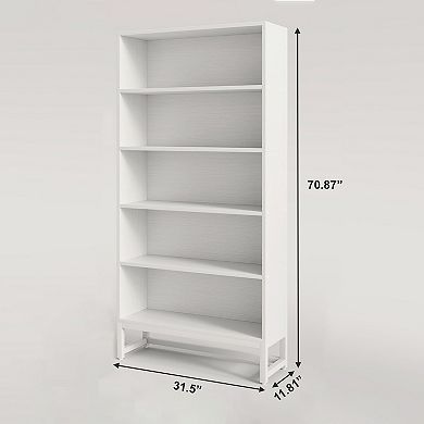 5-Tier LED Bookshelf, Tall Bookcase with App Controlled Lights for Living Room Storage