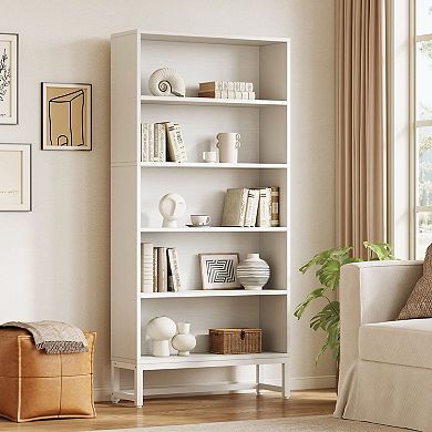 5-Tier LED Bookshelf, Tall Bookcase with App Controlled Lights for Living Room Storage