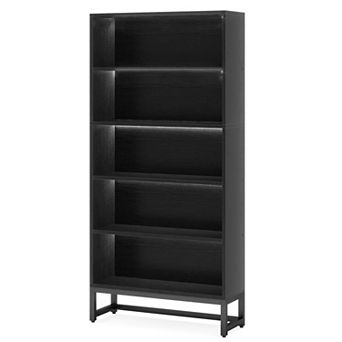 5 tier LED Bookshelf, Tall Bookcase with App Controlled Lights for Living Room or Office