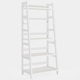 5 tier Ladder Bookshelf, Space Saving Metal and Wood Storage Shelf for Home Office