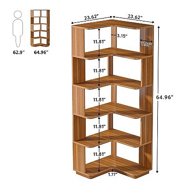 6 Tier L Shaped Corner Bookshelf Storage Organizer with Side Panels,Open Shelves, Living Room Office
