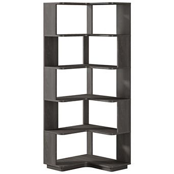 6 tier L Shaped Corner Bookshelf Storage Organizer with Side Panels,Open Shelves, Living Room Office
