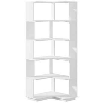 6 tier L Shaped Corner Bookshelf Storage Organizer with Side Panels,Open Shelves, Living Room Office