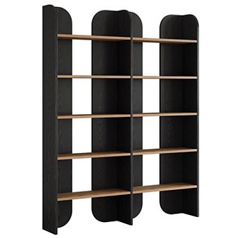 5 tier Wide Storage Bookshelf with Double Wide Open Shelves for Living Room Office