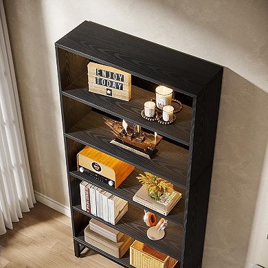 Tall 5-Tier Bookshelf with LED Lighting APP Controlled Display Storage Rack
