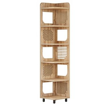 6 tier Corner Bookshelf Storage Rack with Hollow Side Design for Living Room Bedroom