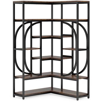 7 tier L Shaped Bookcase Corner Storage Organizer for Living Room Office Library