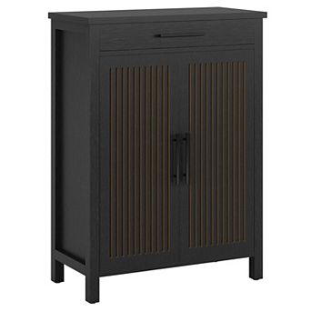 5 tier Shoe Cabinet with Louvered Doors Drawer and Adjustable Shelves Entryway Storage Organizer