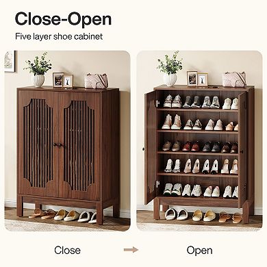 6 Tier Freestanding Shoe Rack Cabinet for Entryway Hallway and Multi Use Storage Needs