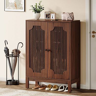 6 Tier Freestanding Shoe Rack Cabinet for Entryway Hallway and Multi Use Storage Needs