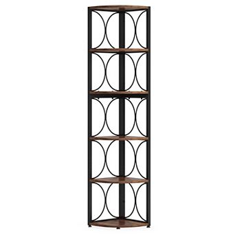 6 tier Narrow Corner Shelf Storage Organizer Bookcase with Open Shelves for Kitchen Bathroom Home