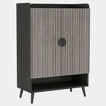7 tier Shoe Cabinet Storage Organizer with Adjustable Shelves and Swing Doors for Entryway