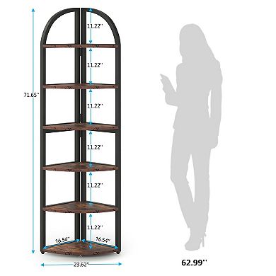 6 Tier Corner Shelf Arch Design Storage Rack for Books Plants and Home Organization