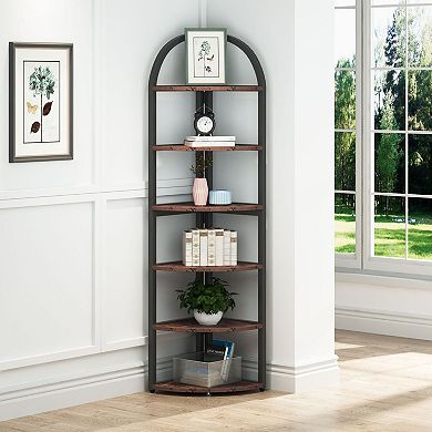 6 Tier Corner Shelf Arch Design Storage Rack for Books Plants and Home Organization