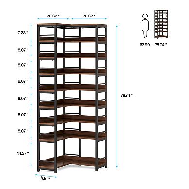 9 Tier Corner Shoe Rack Storage Organizer Freestanding Vertical Shoe Shelf for Entryway Bedroom