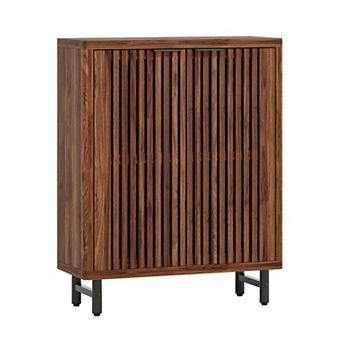 6 tier Shoe Cabinet with Louvered Doors and Adjustable Shelves Entryway Shoe Storage Organizer