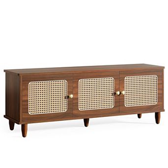 2 tier Lift Top Entryway Shoe Storage Bench with Hidden Storage and Rattan Style Doors
