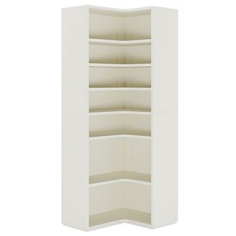 9 tier Corner Bookcase L Shaped Storage Organizer with Adjustable Shelves and Side Panels