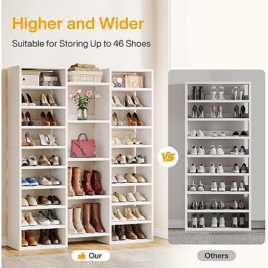 14 Tier Tall Shoe Rack Storage Organizer Freestanding Vertical Shoe Shelf for Entryway Bedroom